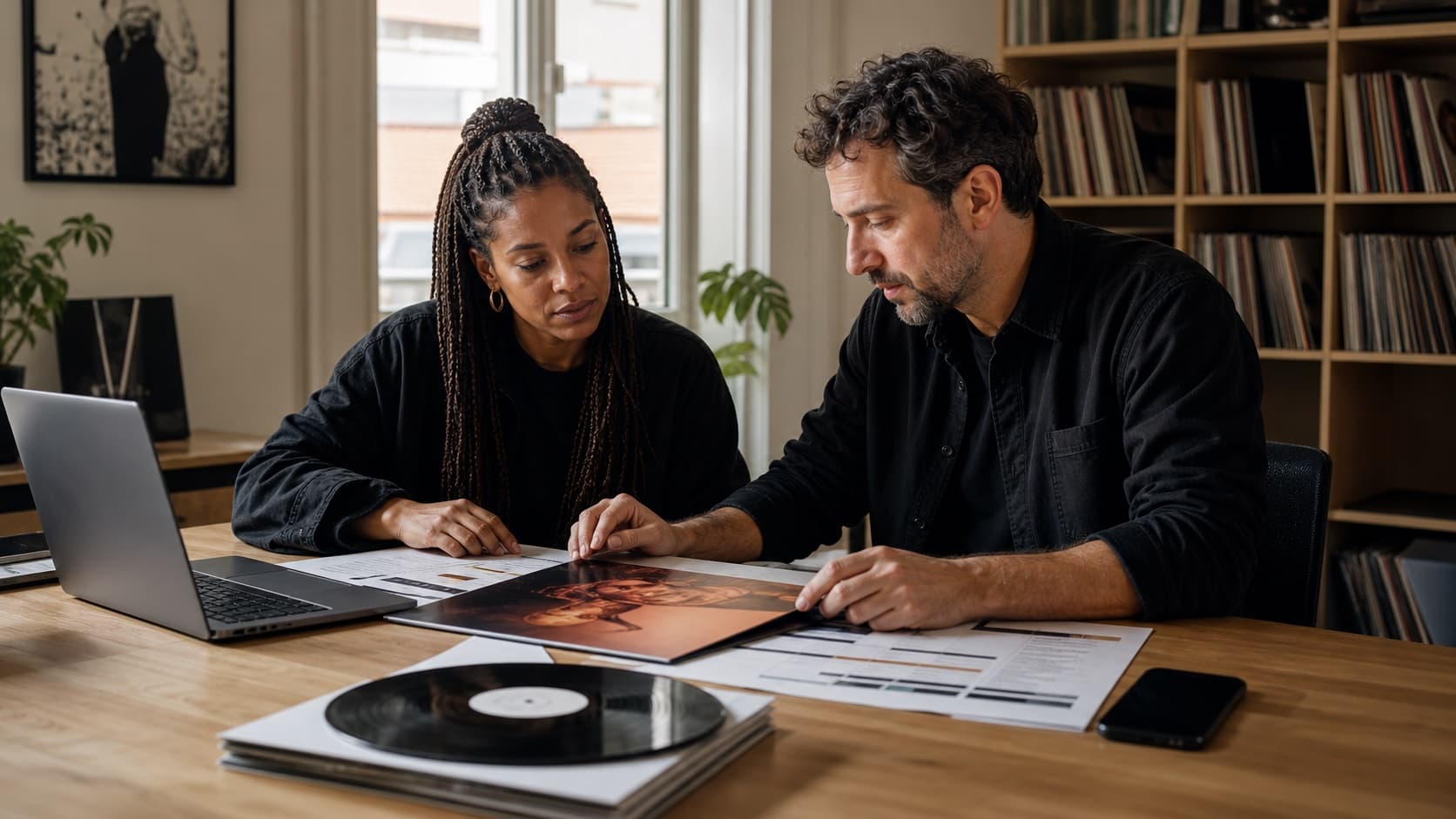 Artista independente e gestora de projeto a preparar um lançamento musical